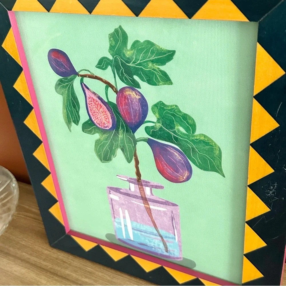 Figs Branch in Water Fruit Fig Canvas Art Print Artsy Colorful Framed Wall Hang